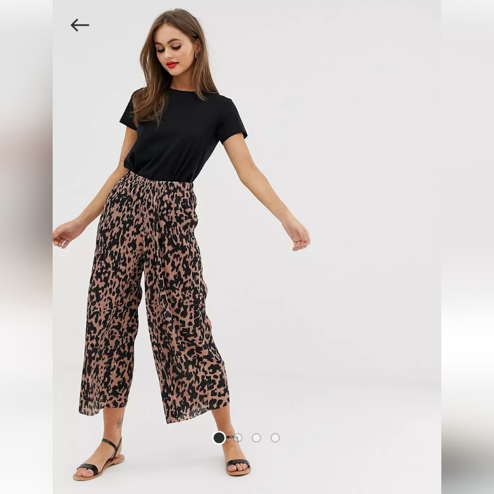 ASOS Plisse Culotte Pants in Animal Print